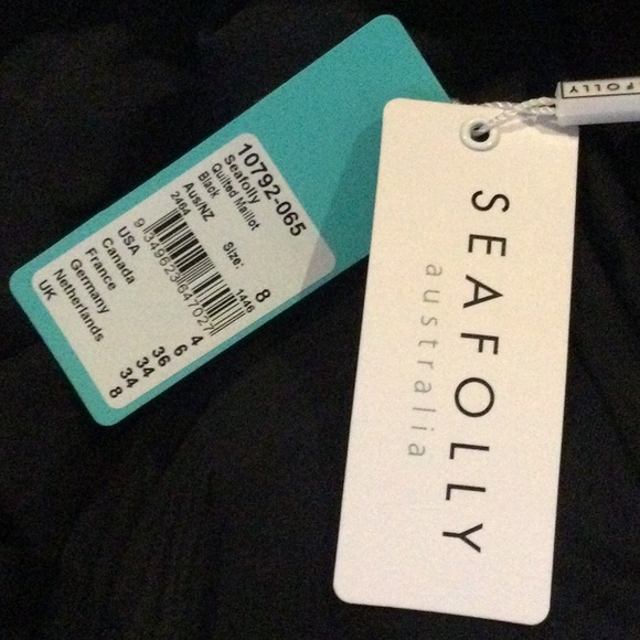 NWT $138 SEAFOLLY US 4 BLACK QUILTED ONE PIECE - Picture 3 of 11